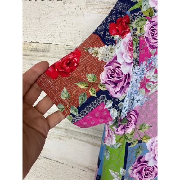 Johnny Was Women’s Medium Janie Patchwork Short Sleeve Crew Neck Swing Tee - Picture 7 of 7